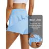 image:imageMAGCOMSEN Womens Running Shorts with Hip Ruffle High Waisted Quick Dry Athletic Shorts with Liner Zip Pocket Gym WorkoutLsblue