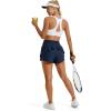 image:imageMAGCOMSEN Womens Running Shorts with Hip Ruffle High Waisted Quick Dry Athletic Shorts with Liner Zip Pocket Gym WorkoutNavy Blue