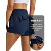 image:imageMAGCOMSEN Womens Running Shorts with Hip Ruffle High Waisted Quick Dry Athletic Shorts with Liner Zip Pocket Gym WorkoutNavy Blue