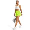 image:imageMAGCOMSEN Womens Running Shorts with Hip Ruffle High Waisted Quick Dry Athletic Shorts with Liner Zip Pocket Gym WorkoutNeon Green