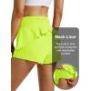 image:imageMAGCOMSEN Womens Running Shorts with Hip Ruffle High Waisted Quick Dry Athletic Shorts with Liner Zip Pocket Gym WorkoutNeon Green