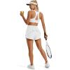 image:imageMAGCOMSEN Womens Running Shorts with Hip Ruffle High Waisted Quick Dry Athletic Shorts with Liner Zip Pocket Gym WorkoutWhite