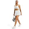 image:imageMAGCOMSEN Womens Running Shorts with Hip Ruffle High Waisted Quick Dry Athletic Shorts with Liner Zip Pocket Gym WorkoutWhite