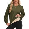 image:imageMAGCOMSEN Womens Sweatshirt Fleece Sherpa Lined Pullover Sweaters Warm Long Sleeve Shirts Crewneck Winter TopsArmy Green