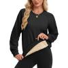 image:imageMAGCOMSEN Womens Sweatshirt Fleece Sherpa Lined Pullover Sweaters Warm Long Sleeve Shirts Crewneck Winter TopsBlack