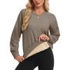 image:imageMAGCOMSEN Womens Sweatshirt Fleece Sherpa Lined Pullover Sweaters Warm Long Sleeve Shirts Crewneck Winter TopsCoffee Grey