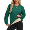 image:imageMAGCOMSEN Womens Sweatshirt Fleece Sherpa Lined Pullover Sweaters Warm Long Sleeve Shirts Crewneck Winter TopsEmerald Green