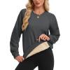 image:imageMAGCOMSEN Womens Sweatshirt Fleece Sherpa Lined Pullover Sweaters Warm Long Sleeve Shirts Crewneck Winter TopsGray