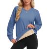 image:imageMAGCOMSEN Womens Sweatshirt Fleece Sherpa Lined Pullover Sweaters Warm Long Sleeve Shirts Crewneck Winter TopsGrey Blue