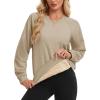 image:imageMAGCOMSEN Womens Sweatshirt Fleece Sherpa Lined Pullover Sweaters Warm Long Sleeve Shirts Crewneck Winter TopsKhaki