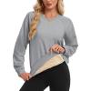 image:imageMAGCOMSEN Womens Sweatshirt Fleece Sherpa Lined Pullover Sweaters Warm Long Sleeve Shirts Crewneck Winter TopsLight Gray