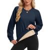 image:imageMAGCOMSEN Womens Sweatshirt Fleece Sherpa Lined Pullover Sweaters Warm Long Sleeve Shirts Crewneck Winter TopsNavy
