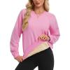 image:imageMAGCOMSEN Womens Sweatshirt Fleece Sherpa Lined Pullover Sweaters Warm Long Sleeve Shirts Crewneck Winter TopsPink