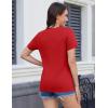 image:imageMAGCOMSEN Womens V Neck T Shirts Cotton Summer Short Sleeve Shirts Basic Tees Casual Soft Tops Tomato Red XL