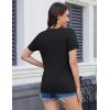 image:imageMAGCOMSEN Womens V Neck T Shirts Cotton Summer Short Sleeve Shirts Basic Tees Casual Soft TopsBlack