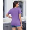 image:imageMAGCOMSEN Womens V Neck T Shirts Cotton Summer Short Sleeve Shirts Basic Tees Casual Soft TopsLight Purple