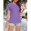 image:imageMAGCOMSEN Womens V Neck T Shirts Cotton Summer Short Sleeve Shirts Basic Tees Casual Soft TopsLight Purple
