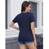image:imageMAGCOMSEN Womens V Neck T Shirts Cotton Summer Short Sleeve Shirts Basic Tees Casual Soft TopsNavy Blue