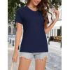 image:imageMAGCOMSEN Womens V Neck T Shirts Cotton Summer Short Sleeve Shirts Basic Tees Casual Soft TopsNavy Blue