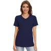 image:imageMAGCOMSEN Womens V Neck T Shirts Cotton Summer Short Sleeve Shirts Basic Tees Casual Soft TopsNavy Blue
