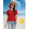 image:imageMAGCOMSEN Womens V Neck T Shirts Cotton Summer Short Sleeve Shirts Basic Tees Casual Soft TopsTomato Red