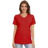 image:imageMAGCOMSEN Womens V Neck T Shirts Cotton Summer Short Sleeve Shirts Basic Tees Casual Soft TopsTomato Red