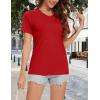 image:imageMAGCOMSEN Womens V Neck T Shirts Cotton Summer Short Sleeve Shirts Basic Tees Casual Soft TopsTomato Red