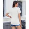 image:imageMAGCOMSEN Womens V Neck T Shirts Cotton Summer Short Sleeve Shirts Basic Tees Casual Soft TopsWhite