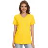 image:imageMAGCOMSEN Womens V Neck T Shirts Cotton Summer Short Sleeve Shirts Basic Tees Casual Soft TopsYellow