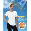 image:imageMAGCOMSEN Womens Workout Tops Short Sleeve Shirts UPF 50 Quick Dry Athletic Sun Protection Rash Guard for Women01white