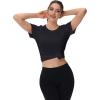 image:imageMAGCOMSEN Womens Workout Tops Short Sleeve Shirts UPF 50 Quick Dry Athletic Sun Protection Rash Guard for Women03black