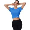image:imageMAGCOMSEN Womens Workout Tops Short Sleeve Shirts UPF 50 Quick Dry Athletic Sun Protection Rash Guard for WomenAzure