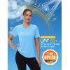image:imageMAGCOMSEN Womens Workout Tops Short Sleeve Shirts UPF 50 Quick Dry Athletic Sun Protection Rash Guard for WomenBlue