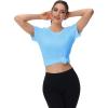 image:imageMAGCOMSEN Womens Workout Tops Short Sleeve Shirts UPF 50 Quick Dry Athletic Sun Protection Rash Guard for WomenBlue