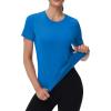 image:imageMAGCOMSEN Womens Workout Tops Short Sleeve Shirts UPF 50 Quick Dry Athletic Sun Protection Rash Guard for WomenBlue Green