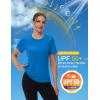 image:imageMAGCOMSEN Womens Workout Tops Short Sleeve Shirts UPF 50 Quick Dry Athletic Sun Protection Rash Guard for WomenBlue Green