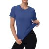 image:imageMAGCOMSEN Womens Workout Tops Short Sleeve Shirts UPF 50 Quick Dry Athletic Sun Protection Rash Guard for WomenBlue Grey