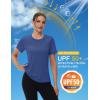 image:imageMAGCOMSEN Womens Workout Tops Short Sleeve Shirts UPF 50 Quick Dry Athletic Sun Protection Rash Guard for WomenBlue Grey