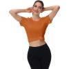 image:imageMAGCOMSEN Womens Workout Tops Short Sleeve Shirts UPF 50 Quick Dry Athletic Sun Protection Rash Guard for WomenDark Orange