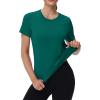image:imageMAGCOMSEN Womens Workout Tops Short Sleeve Shirts UPF 50 Quick Dry Athletic Sun Protection Rash Guard for WomenEmerald Green