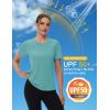 image:imageMAGCOMSEN Womens Workout Tops Short Sleeve Shirts UPF 50 Quick Dry Athletic Sun Protection Rash Guard for WomenGrey Green