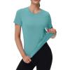 image:imageMAGCOMSEN Womens Workout Tops Short Sleeve Shirts UPF 50 Quick Dry Athletic Sun Protection Rash Guard for WomenGrey Green