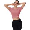 image:imageMAGCOMSEN Womens Workout Tops Short Sleeve Shirts UPF 50 Quick Dry Athletic Sun Protection Rash Guard for WomenGrey Pink