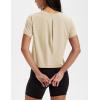 image:imageMAGCOMSEN Workout Crop Tops for Women Short Sleeve Cotton Athletic Yoga Top Loose Casual Crewneck Cropped T ShirtsApricot