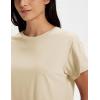 image:imageMAGCOMSEN Workout Crop Tops for Women Short Sleeve Cotton Athletic Yoga Top Loose Casual Crewneck Cropped T ShirtsApricot