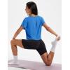 image:imageMAGCOMSEN Workout Crop Tops for Women Short Sleeve Cotton Athletic Yoga Top Loose Casual Crewneck Cropped T ShirtsAzure
