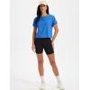 image:imageMAGCOMSEN Workout Crop Tops for Women Short Sleeve Cotton Athletic Yoga Top Loose Casual Crewneck Cropped T ShirtsAzure