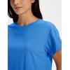 image:imageMAGCOMSEN Workout Crop Tops for Women Short Sleeve Cotton Athletic Yoga Top Loose Casual Crewneck Cropped T ShirtsAzure