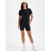 image:imageMAGCOMSEN Workout Crop Tops for Women Short Sleeve Cotton Athletic Yoga Top Loose Casual Crewneck Cropped T ShirtsBlack