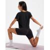 image:imageMAGCOMSEN Workout Crop Tops for Women Short Sleeve Cotton Athletic Yoga Top Loose Casual Crewneck Cropped T ShirtsBlack